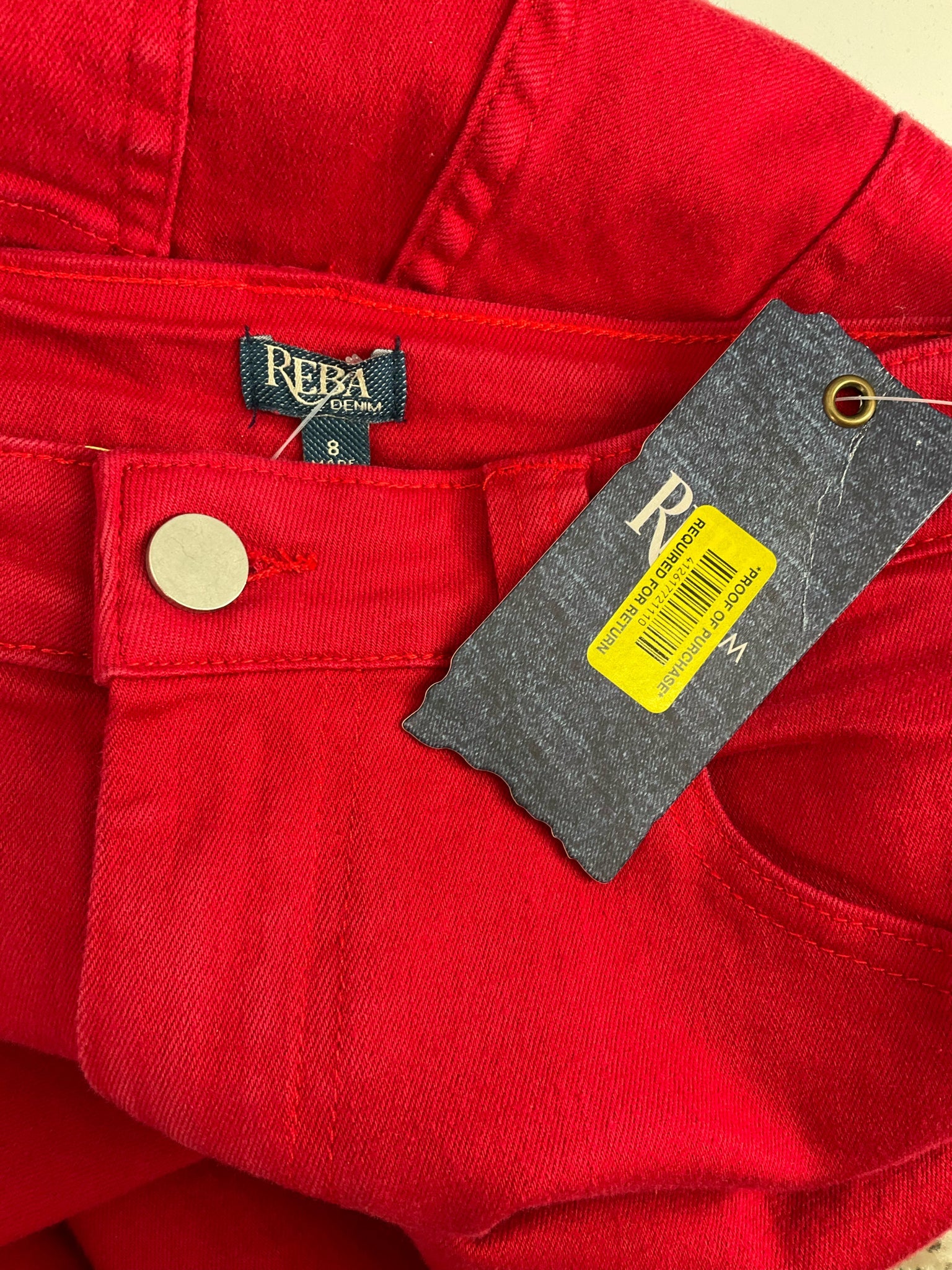 Reba - Red Solid Pre-Owned New With Tags Pants - Size 8