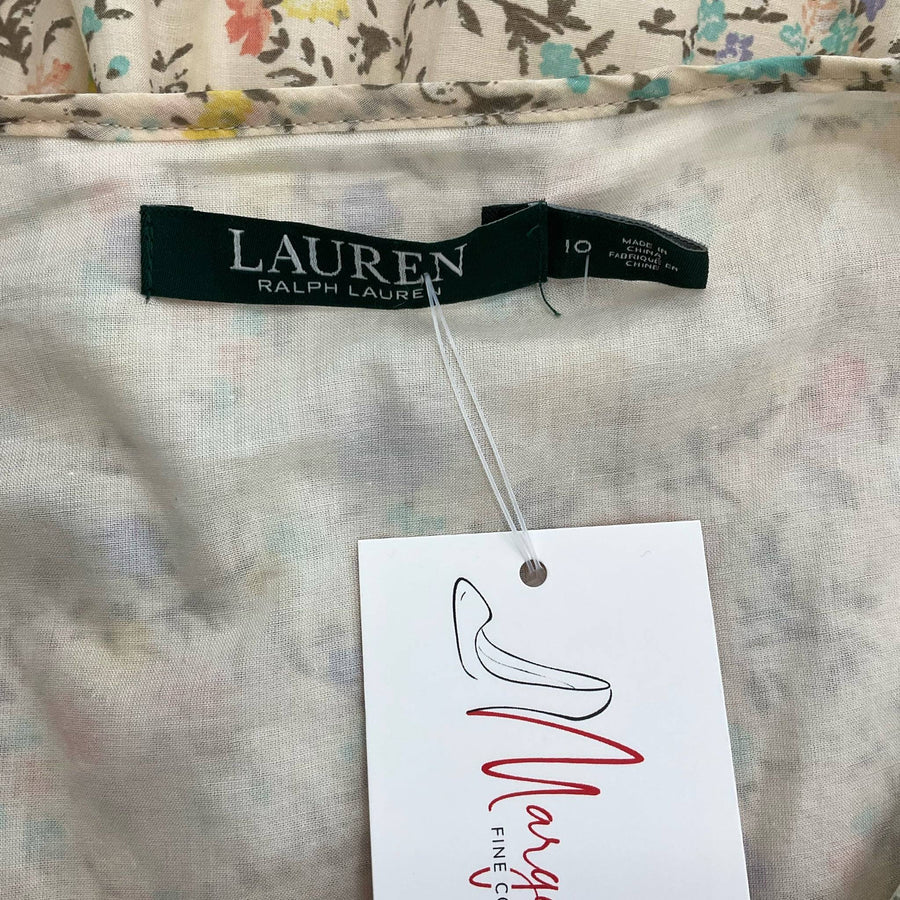 Lauren Cream Floral Pre-Owned Ladies Dress - Size 10