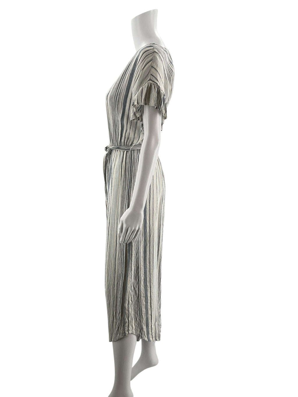June & Hudson White/Blue Stripe Pre-Owned Ladies Jumpsuit - Size Small