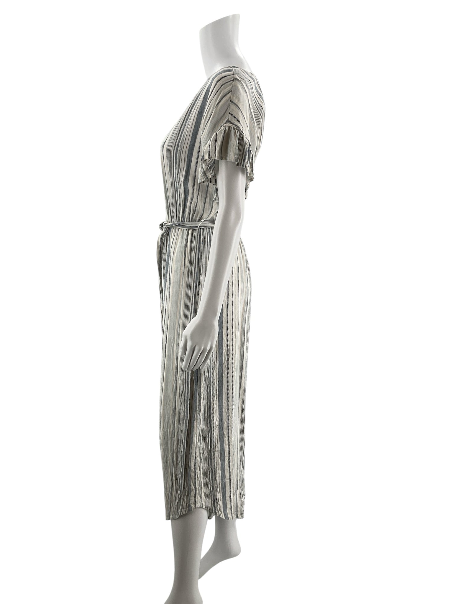 June & Hudson White/Blue Stripe Pre-Owned Ladies Jumpsuit - Size Small