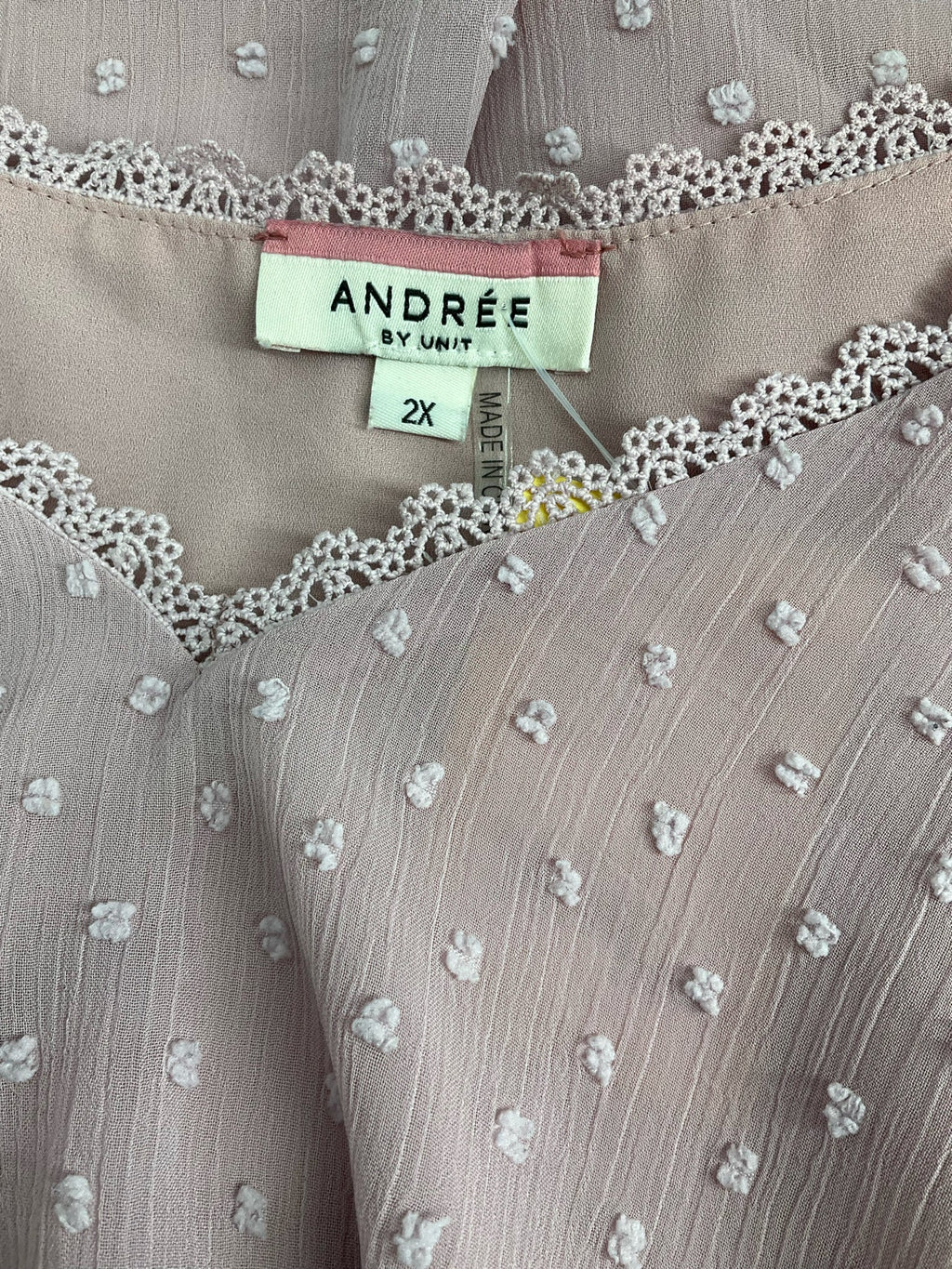 Andree Light Purple Textured Pre-Owned Ladies Casual Top -  Size 2X