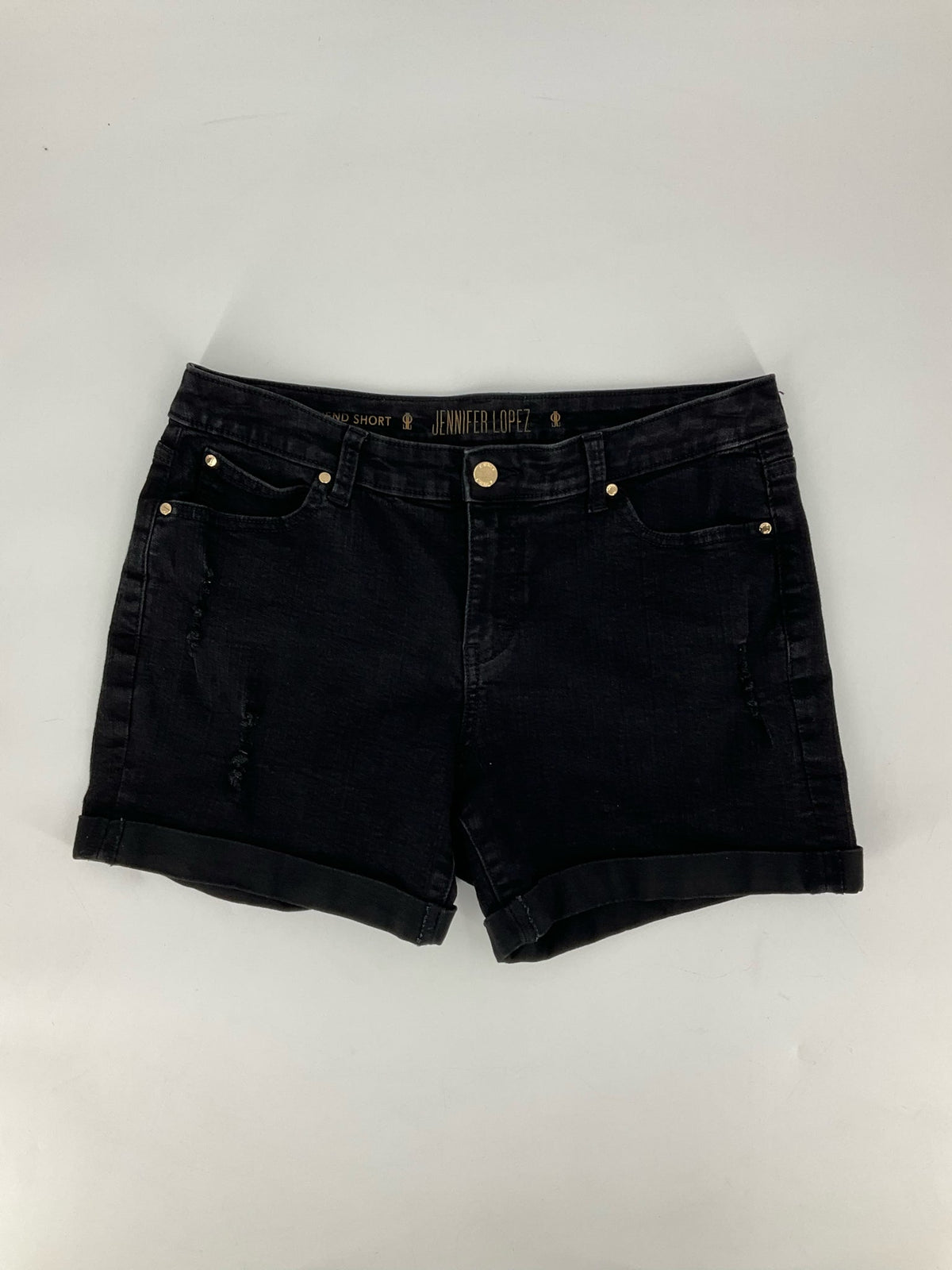 Jennifer Lopez Black Denim Pre-Owned Ladies Shorts - Size 10