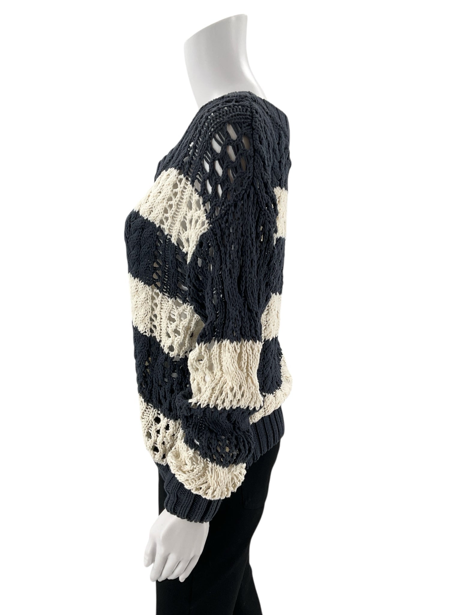 John + Jenn -  BLUE/CREAM Stripe Pre-Owned Ladies Casual Top - Size XS