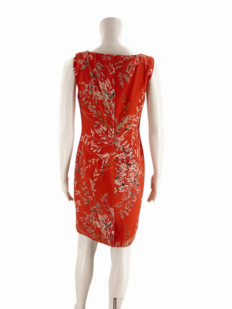 Talbots Orange Floral Pre-Owned Ladies Dress - Size 2 Petite