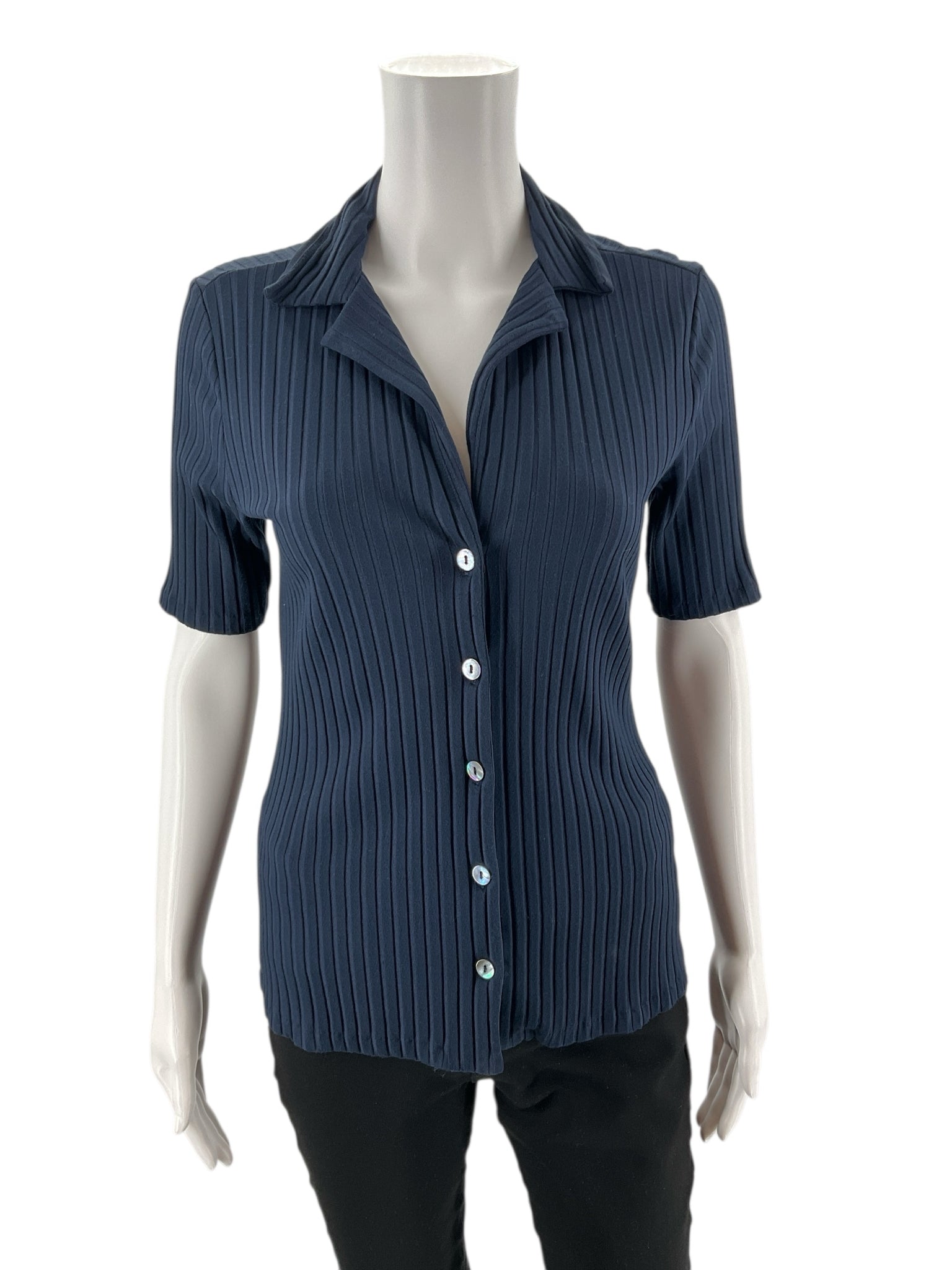 Banana Republic - Navy Stripe Pre-Owned Ladies Casual Top - Size Small
