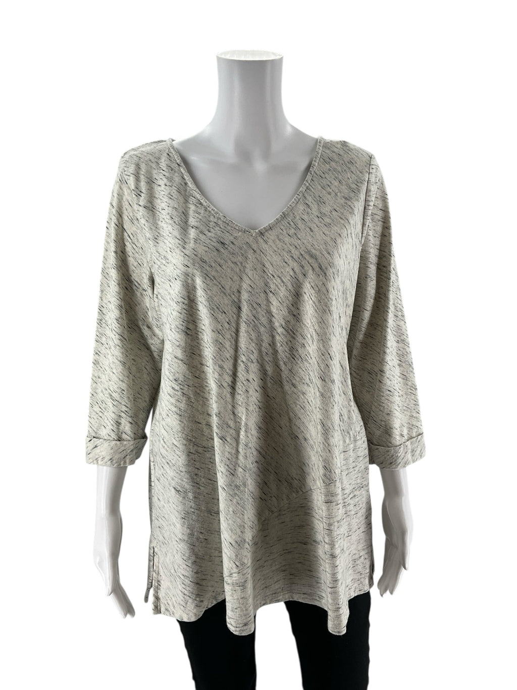 Pure Jill - Cream/Black Heathered Pre-Owned Ladies Casual Top - Size L