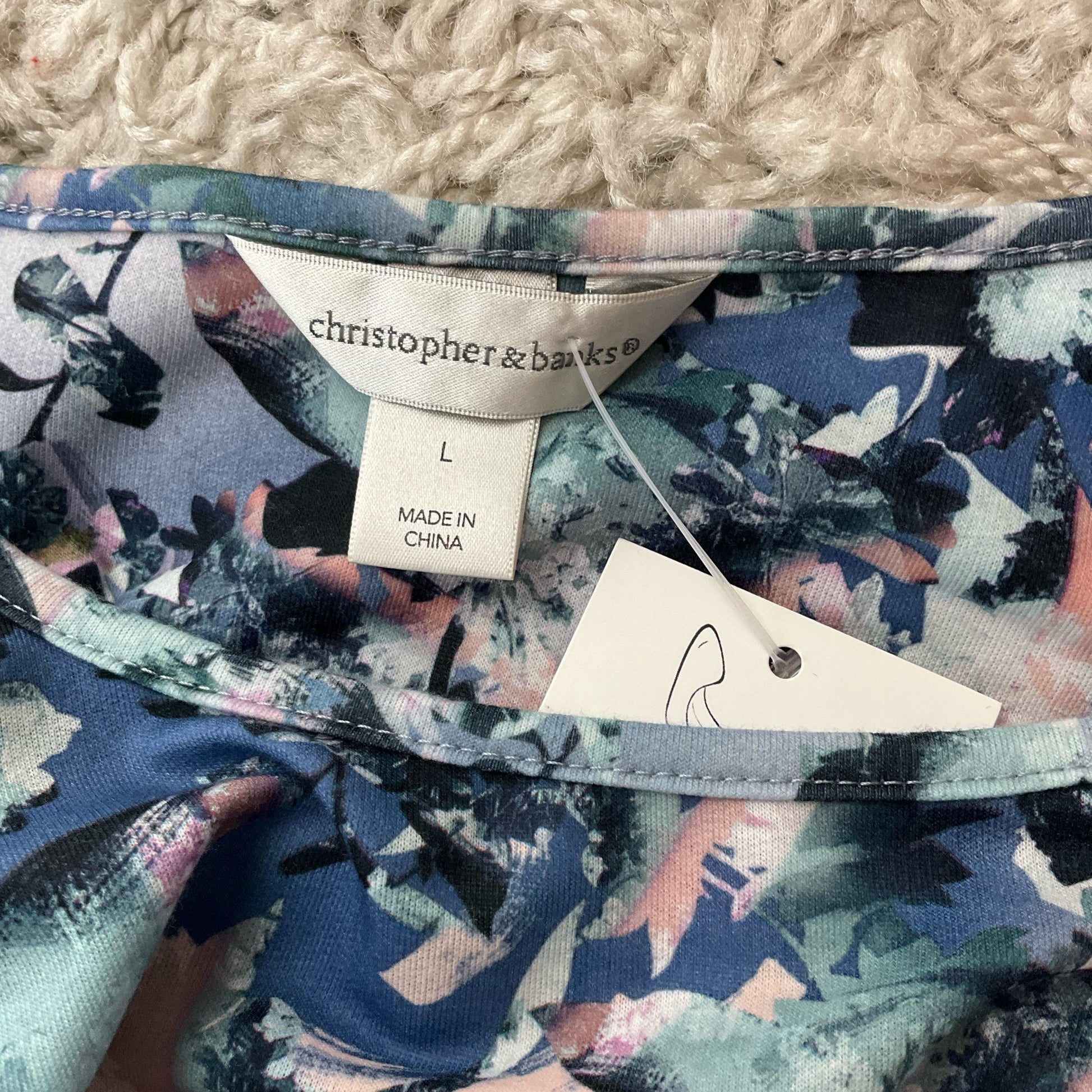 Christopher & Banks Blue/Purple Floral Pre-Owned Top -  Size Large