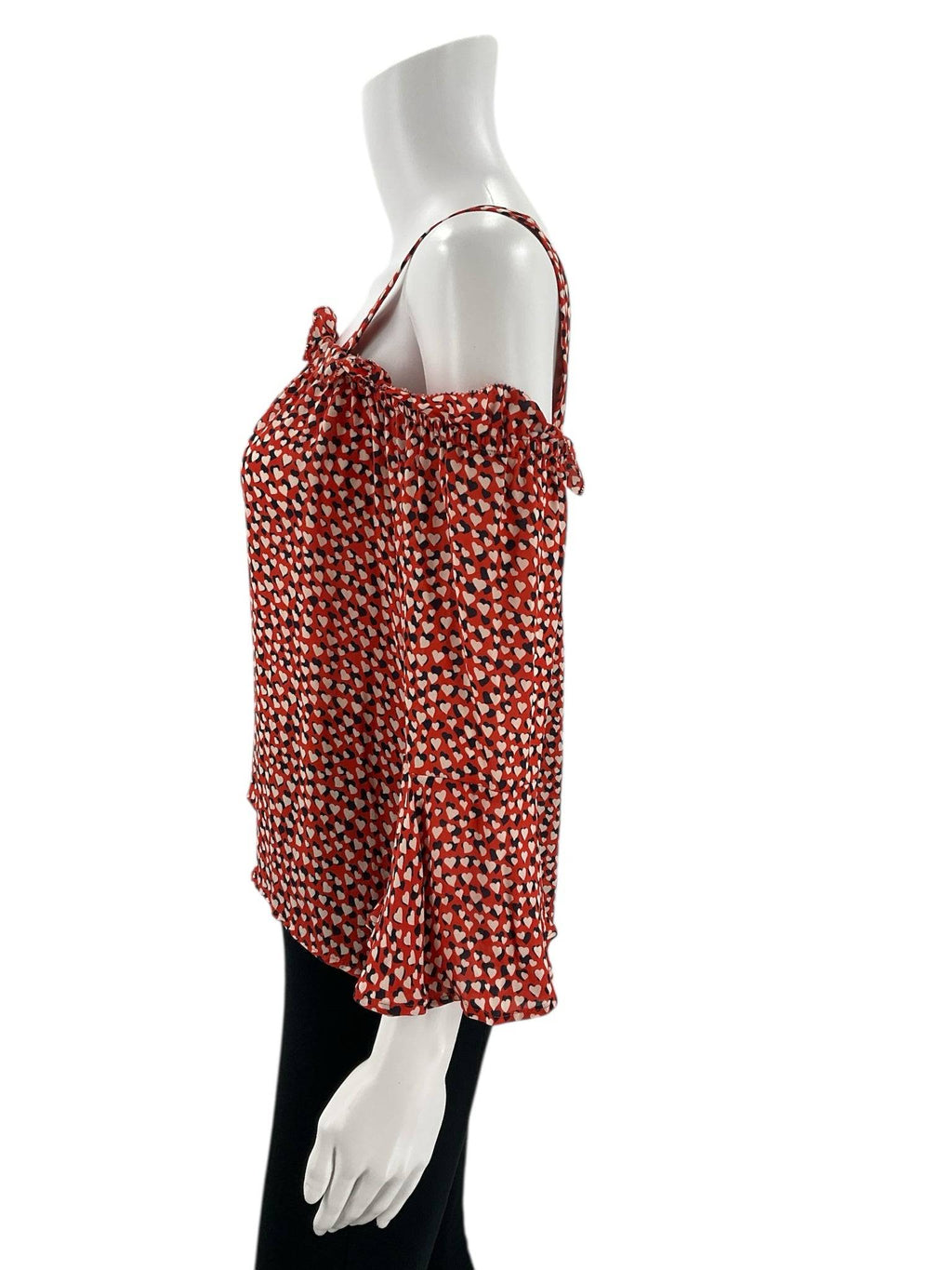J Crew Orange/Navy/Cream Hearts Pre-Owned Ladies Top - Size 8 Petite - Margaret’s Fine Consignment