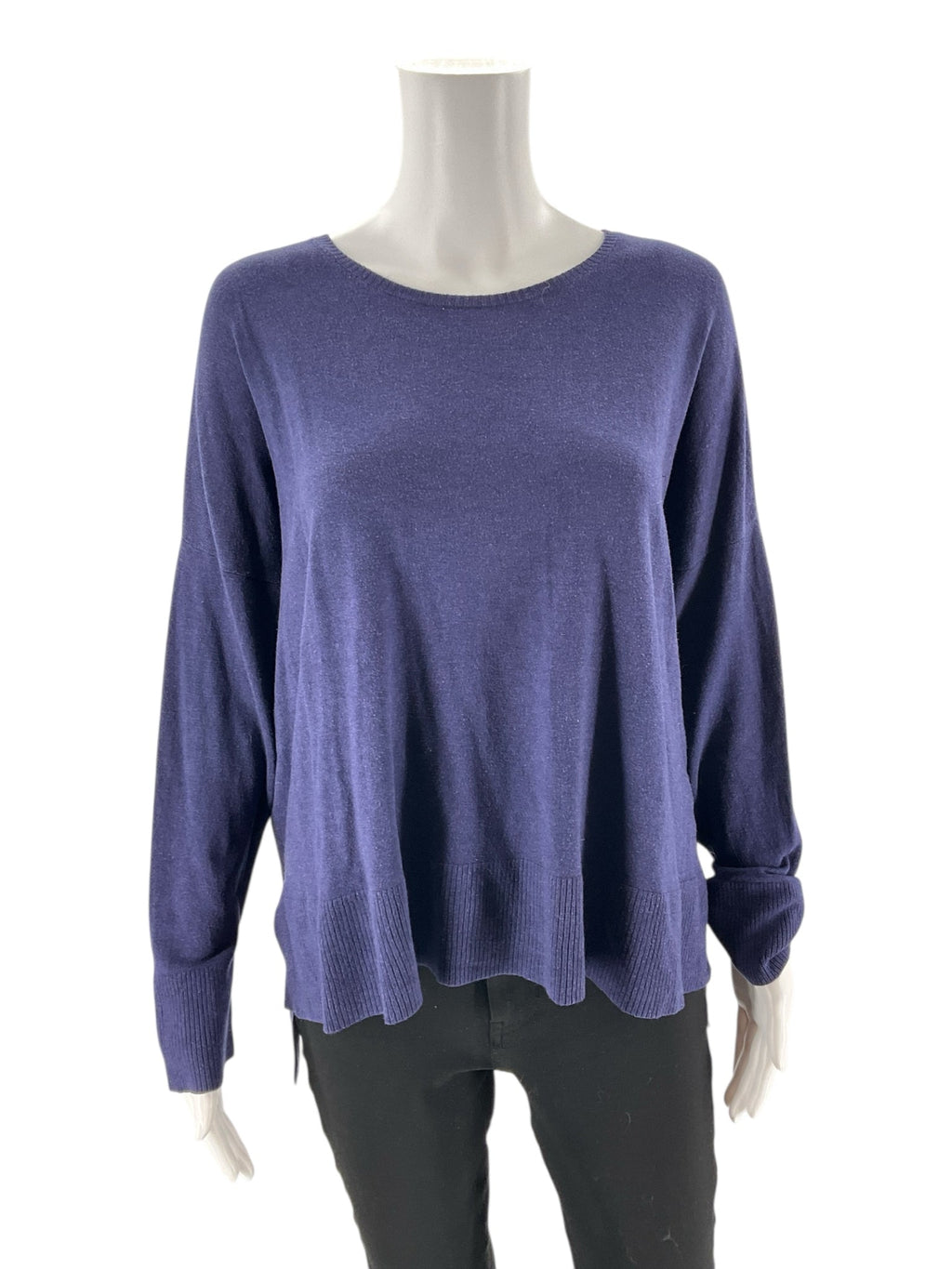 Eileen Fisher - Navy Solid Pre-Owned Ladies Casual Top - Size XL