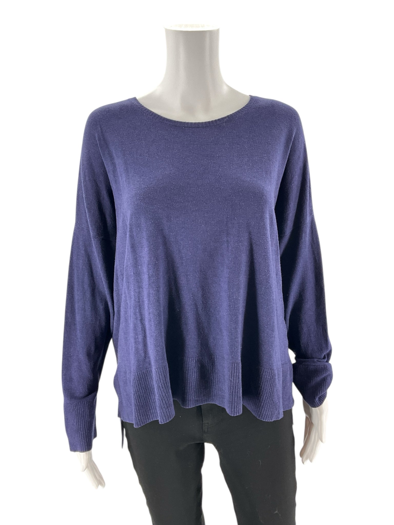 Eileen Fisher - Navy Solid Pre-Owned Ladies Casual Top - Size XL