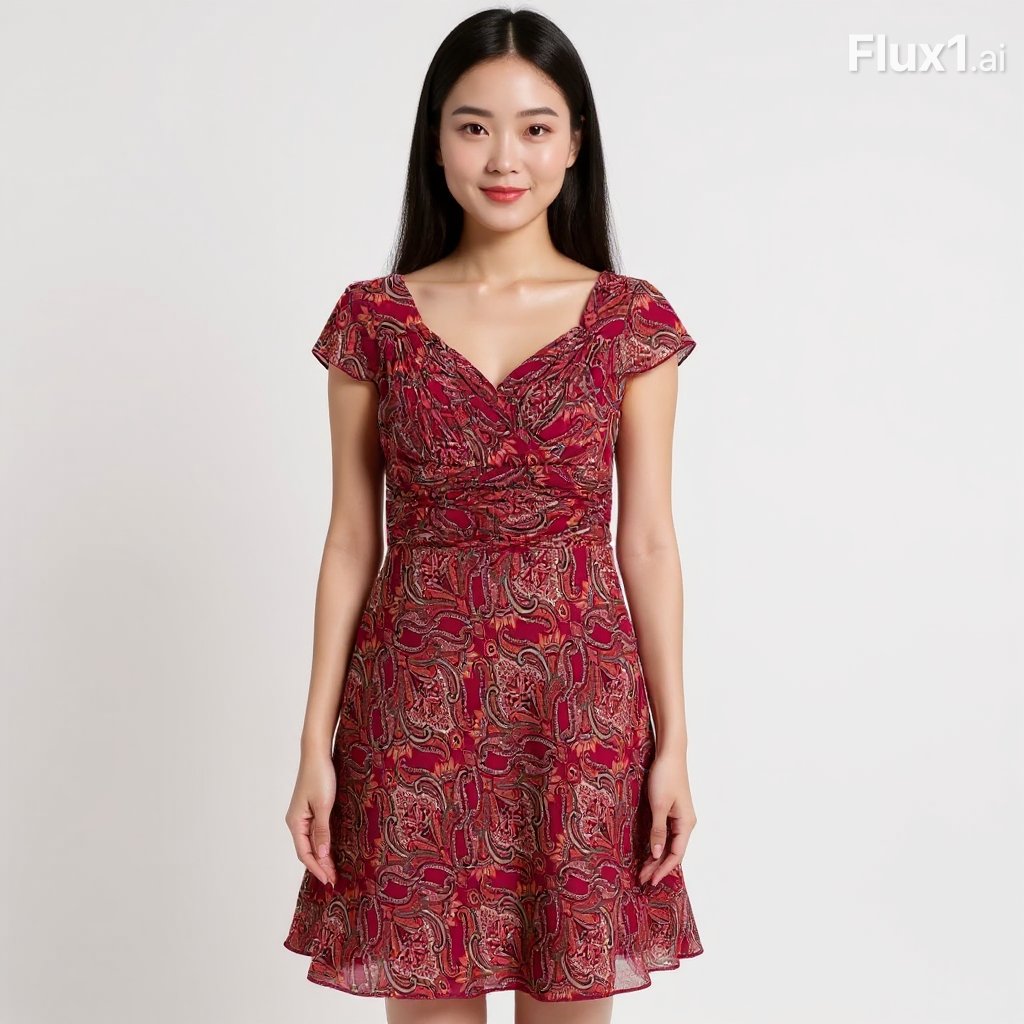 Ann Taylor Red/Orange/Pink Paisley Pre-Owned Ladies Dress - Size Petite 6