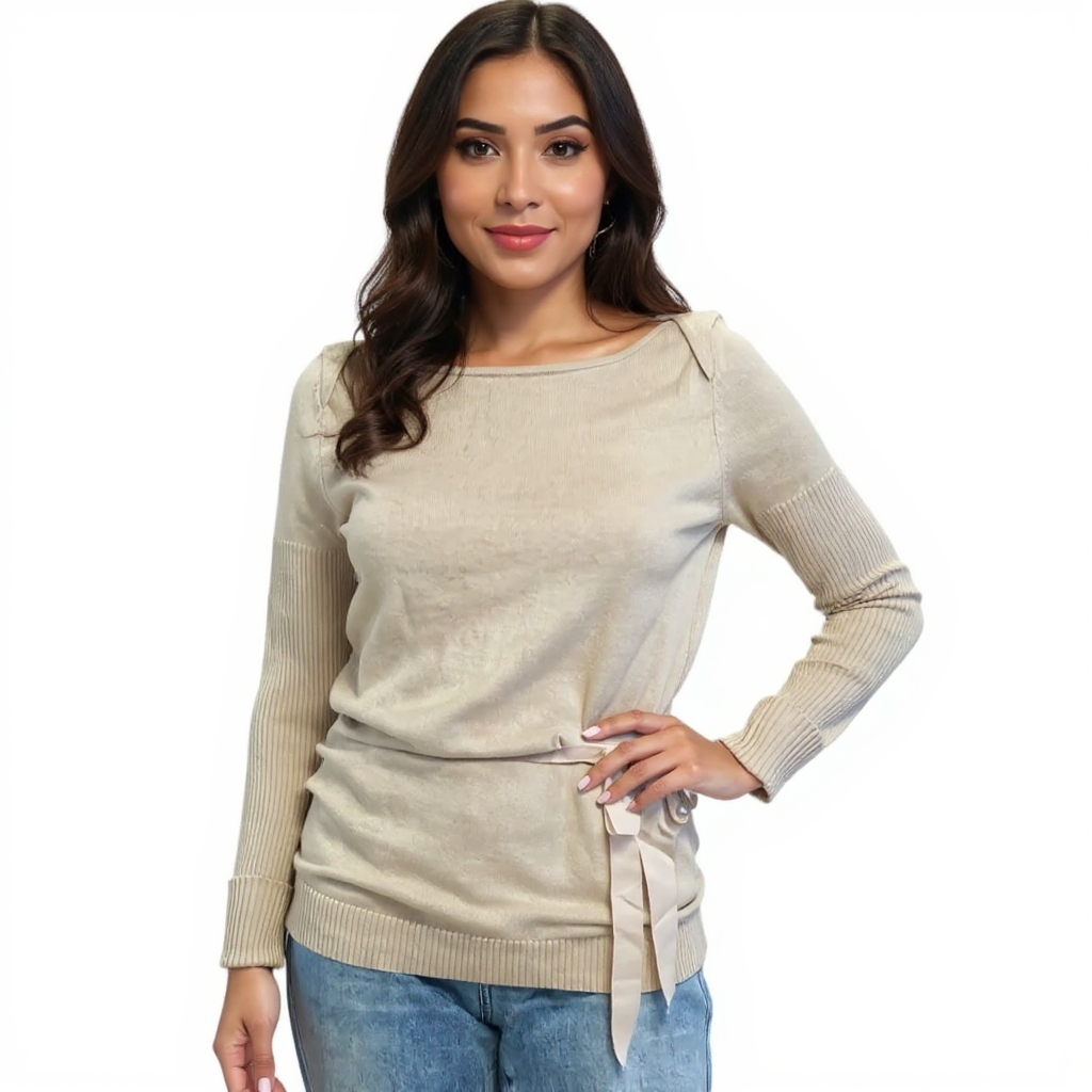 Loft Beige Solid Pre-Owned Ladies Top - Size Small