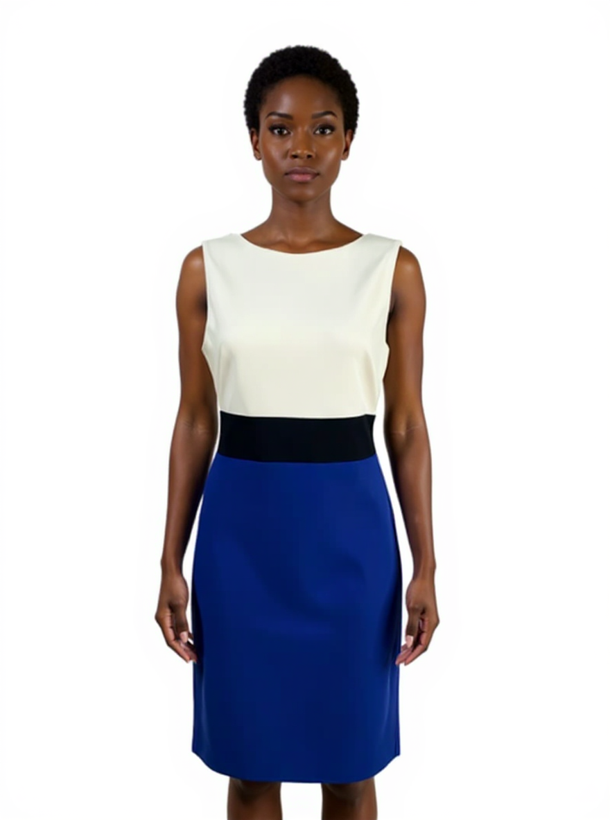 Lauren White/Navy/Blue Pre-Owned Ladies New With Tags Dress - Size 8