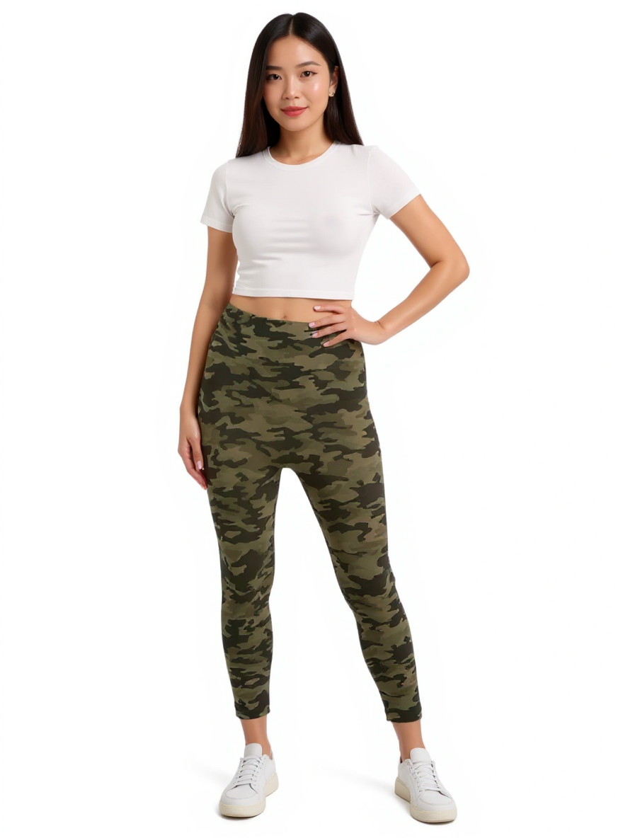 Spanx Olive Camo Pre-Owned Ladies Pants - Size Medium