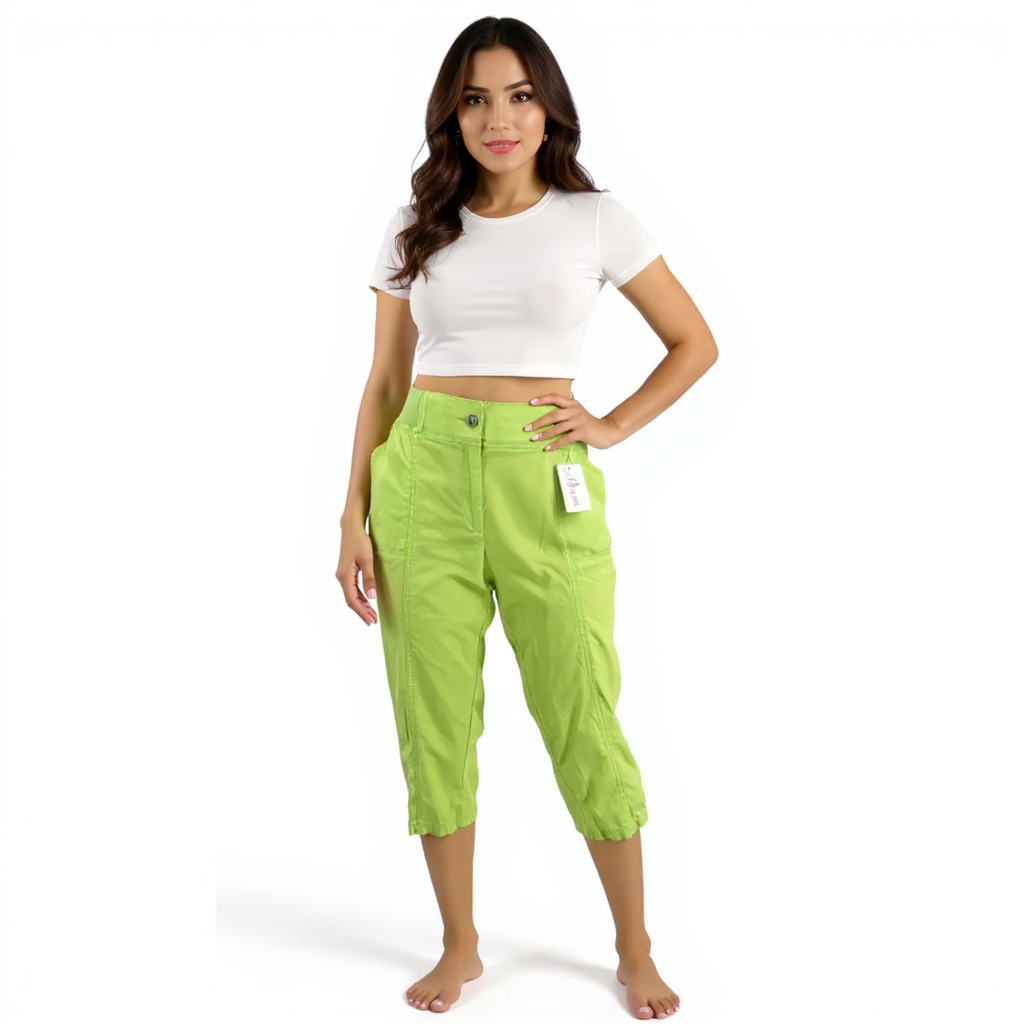 Chico's Lime Green Solid Pre-Owned Ladies Capri Pants - Size 6