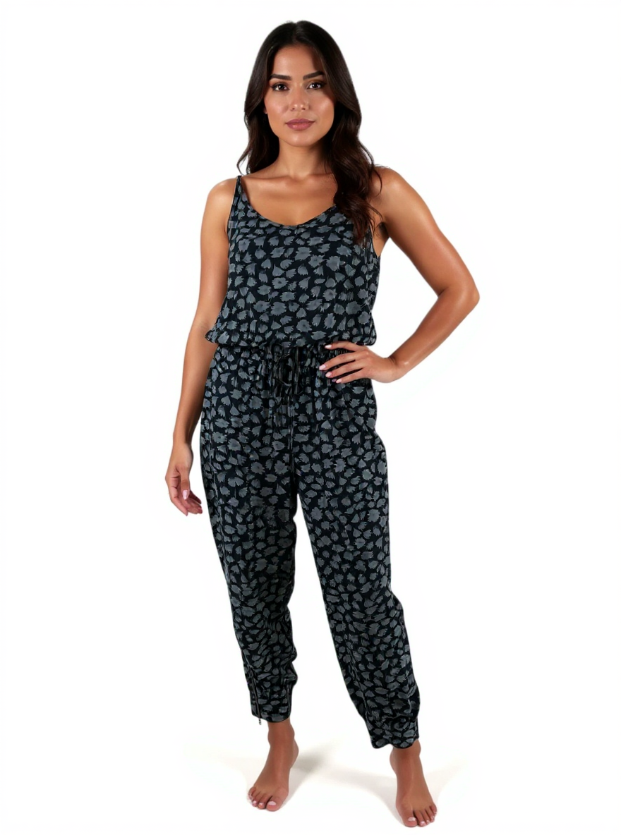 Banana Republic Navy Floral Pre-Owned Ladies Jumpsuit - Size 4
