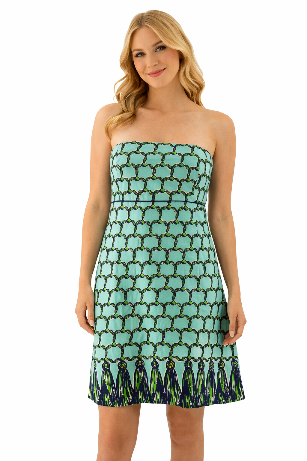 Lilly Pulitzer Aqua/Navy/Green Pre-Owned Ladies Dress - Size 2