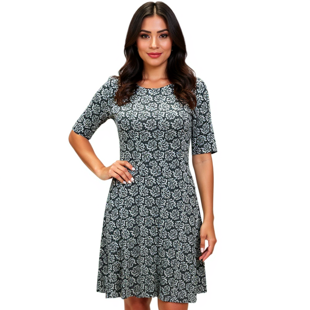 Loft Gray Paisley Print Pre-Owned Ladies Dress - Size XS