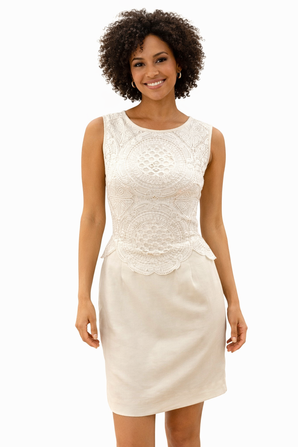 White Crochet Pre-Owned Ladies Dress - Size Small