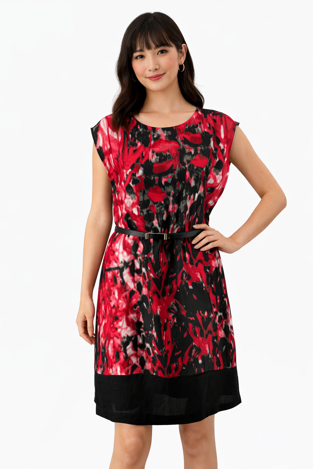 Anne Klein Pink/Black Print Pre-Owned Ladies Dress - Size 12 Petite