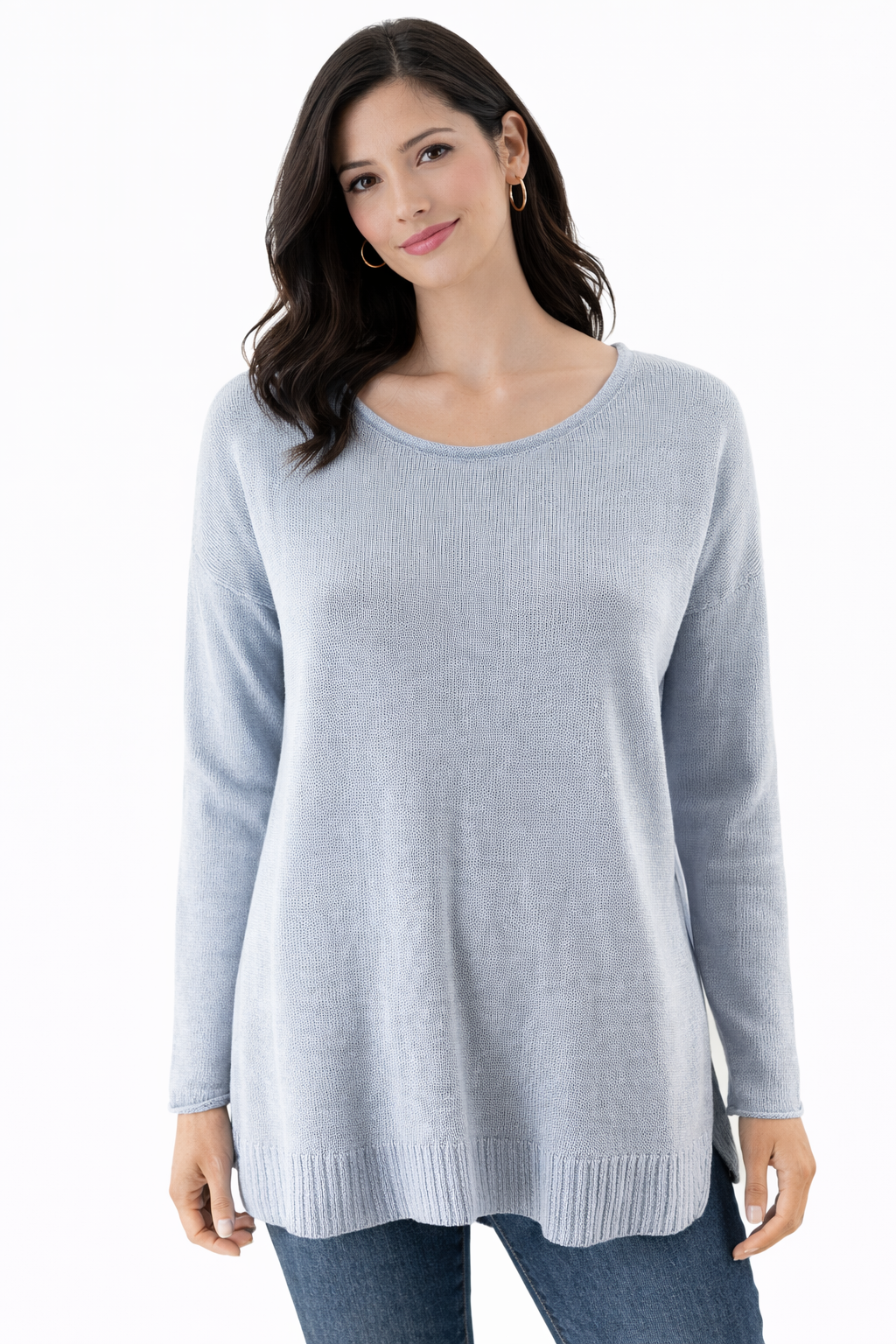 Eileen Fisher - Baby Blue Solid Pre-Owned Ladies Casual Top - Size XXS