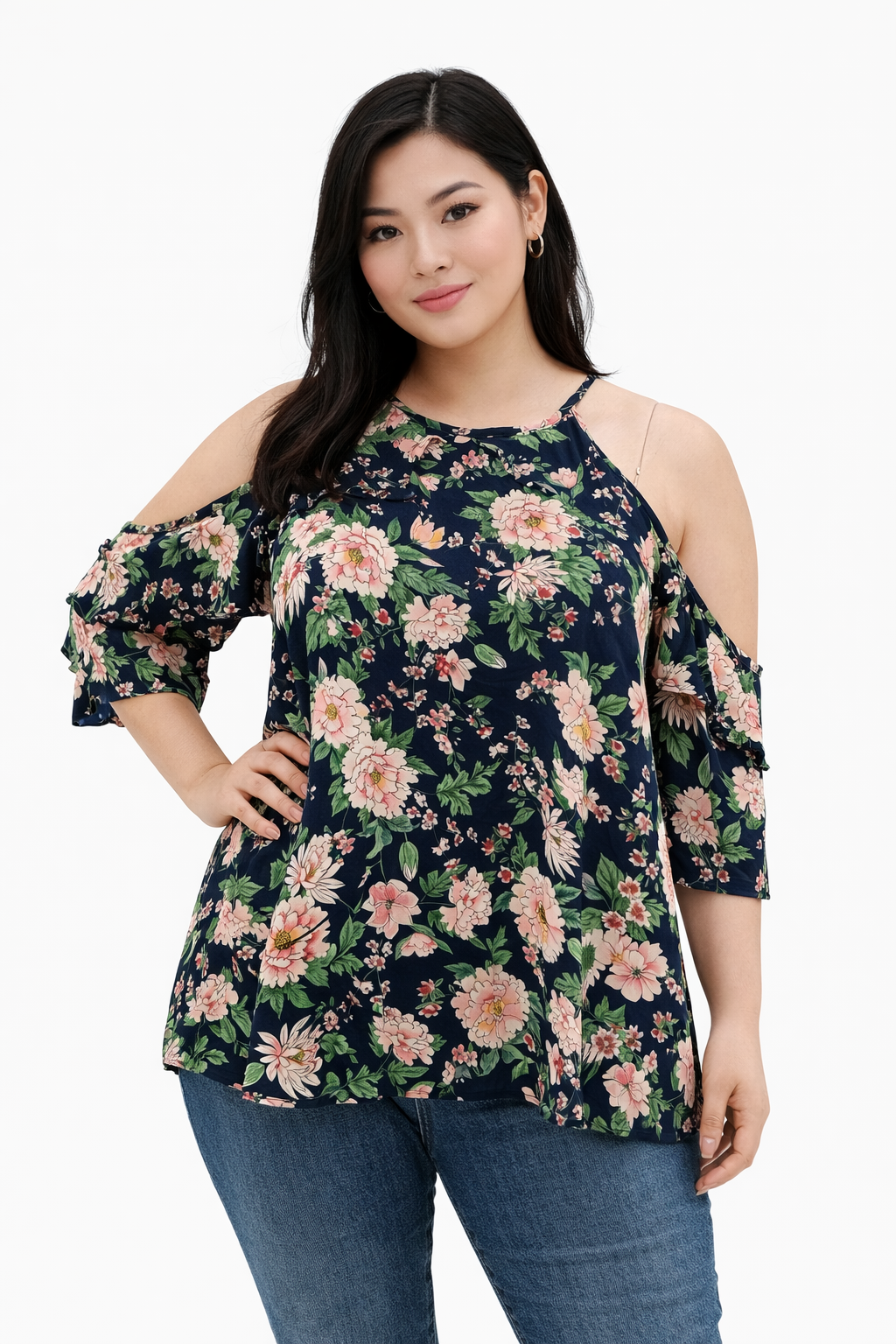 Janette Plus Blue/Multi Floral Pre-Owned Ladies Blouse -  Size 3X