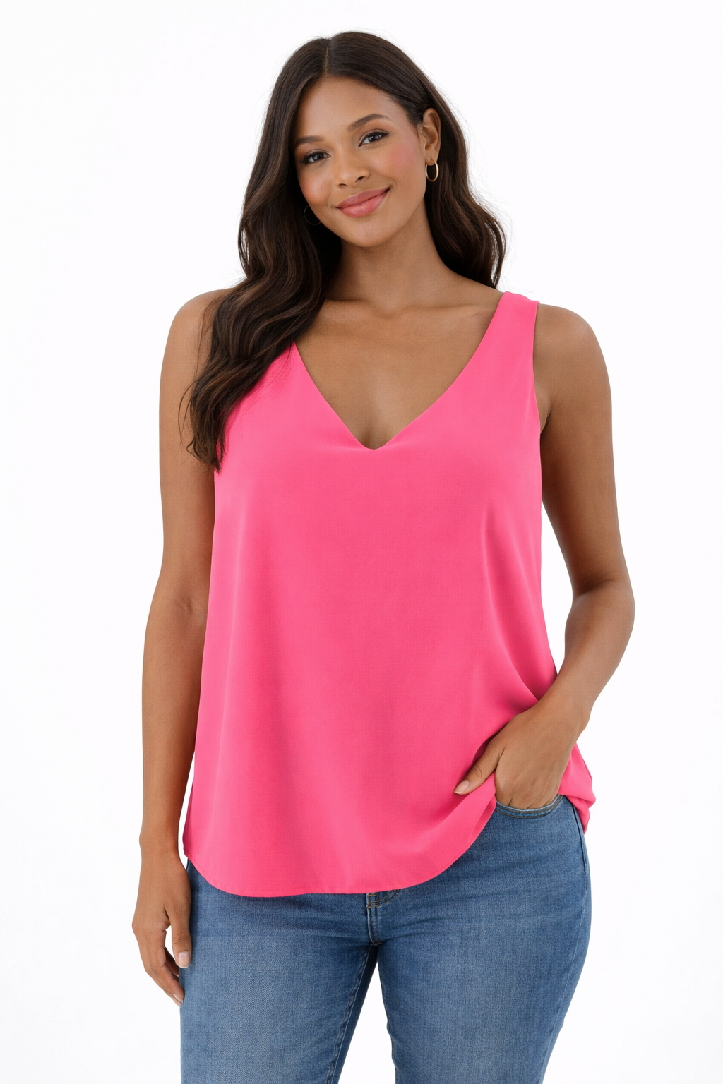 Vilagallo - Pink Solid Pre-Owned Ladies New With Tags Casual Top - Size Large