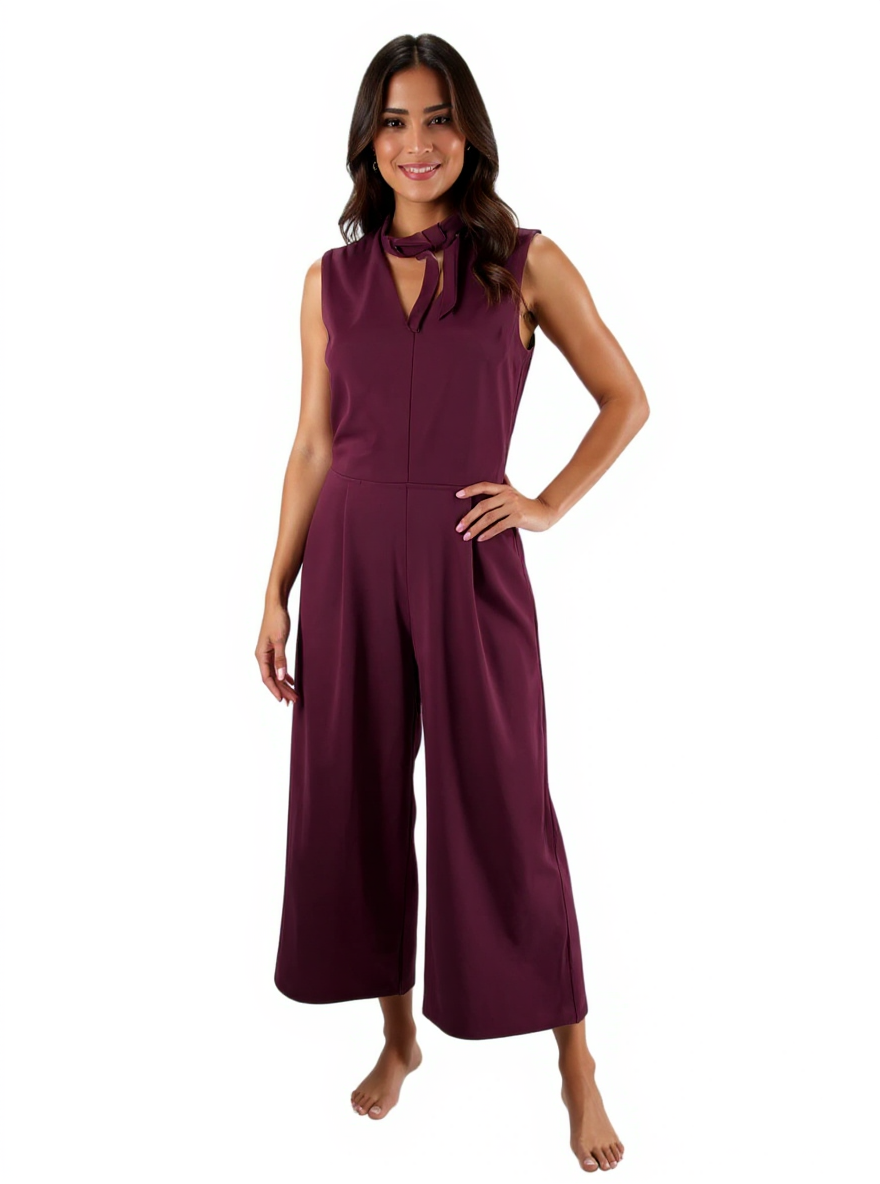 Stella & Julie Plum Solid Pre-Owned Ladies Jumpsuit - Size 8
