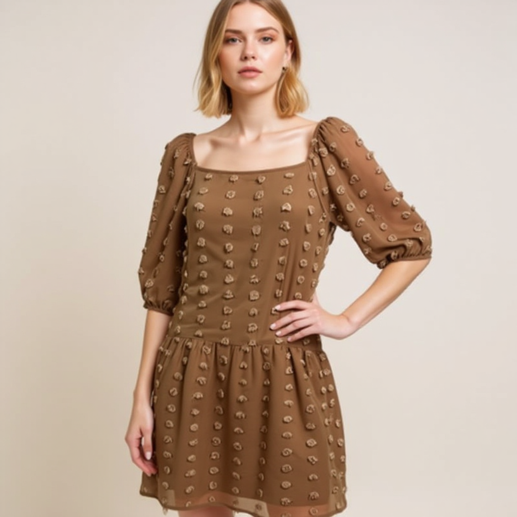 Listicle Terracotta Dot Pre-Owned Ladies Dress - Size Large