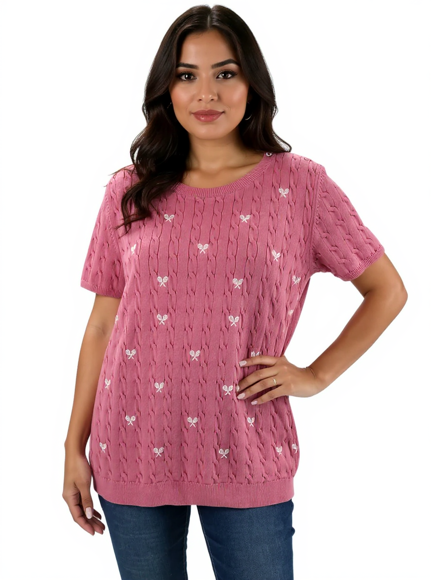 Talbots Pink/White Pre-Owned Ladies Top - Size XL Petite