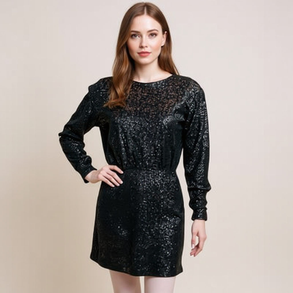 Express Black Sequin Pre-Owned Ladies New with Tags Dress - Size Small