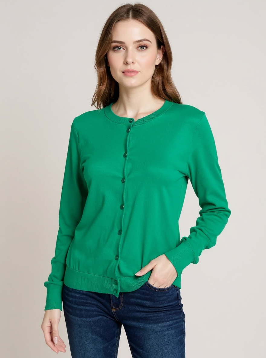 J Crew Green Solid Pre-Owned Ladies Top - Size Medium