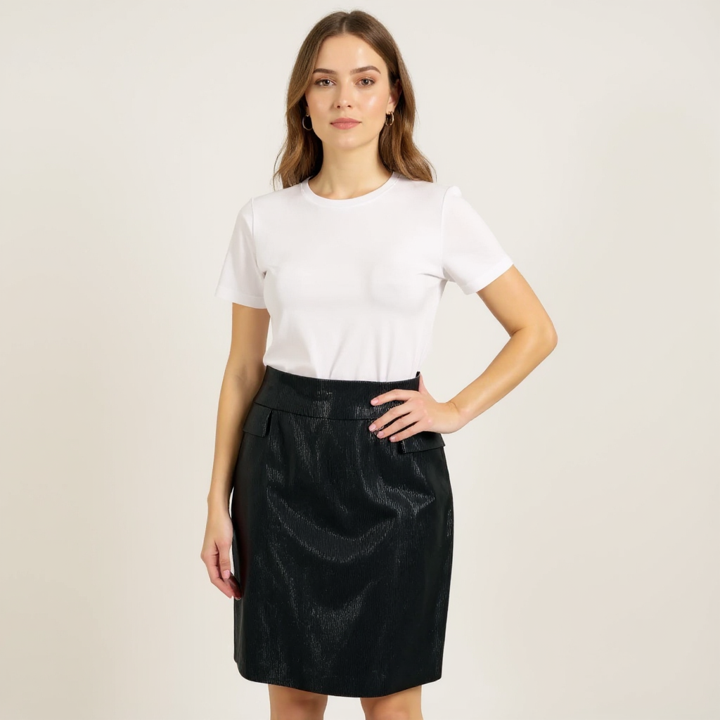 Doncaster Black Textured Pre-Owned Ladies Skirt - Size 14