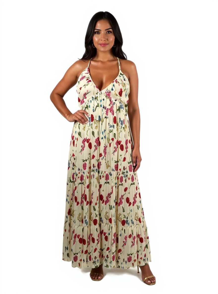 H&M Cream/Multi Floral Pre-Owned Ladies Dress - Size Large