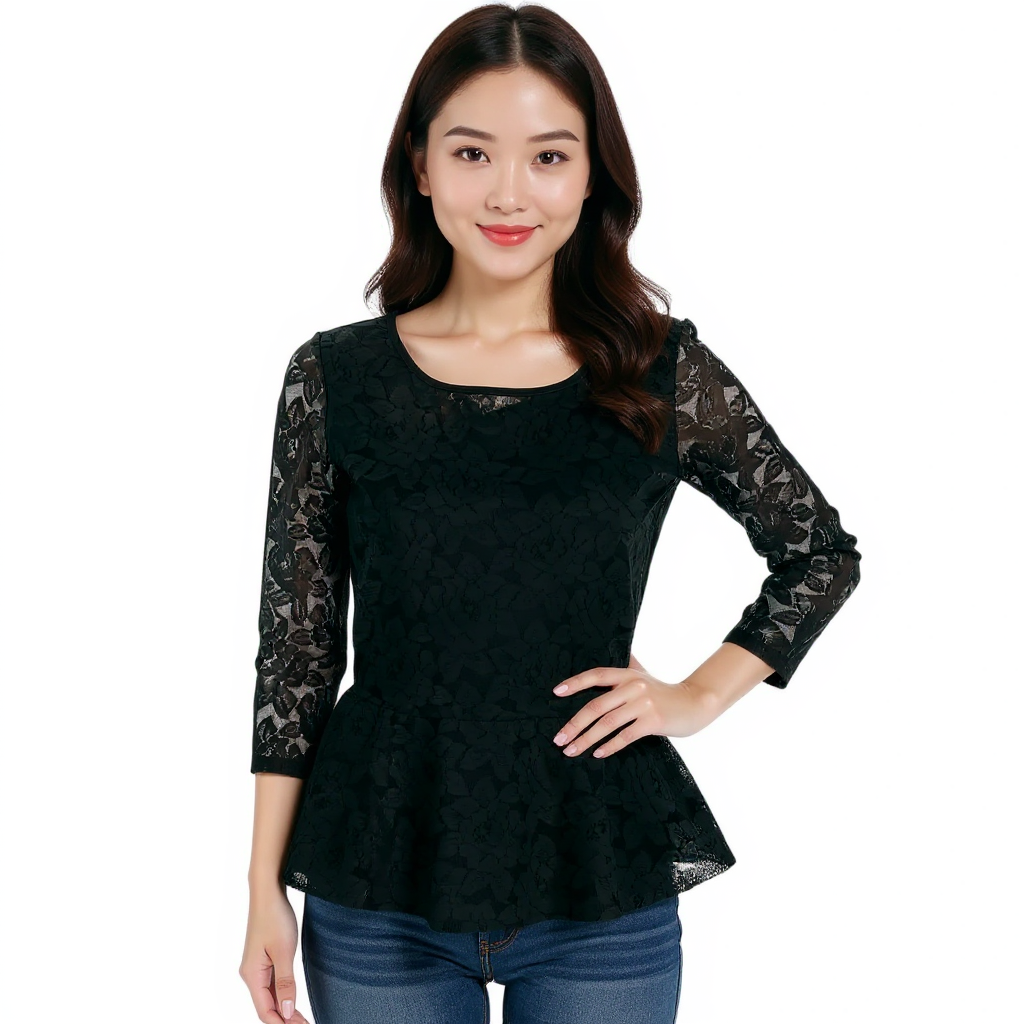 Loft Black Lace Ladies Pre-Owned Top - Size Small