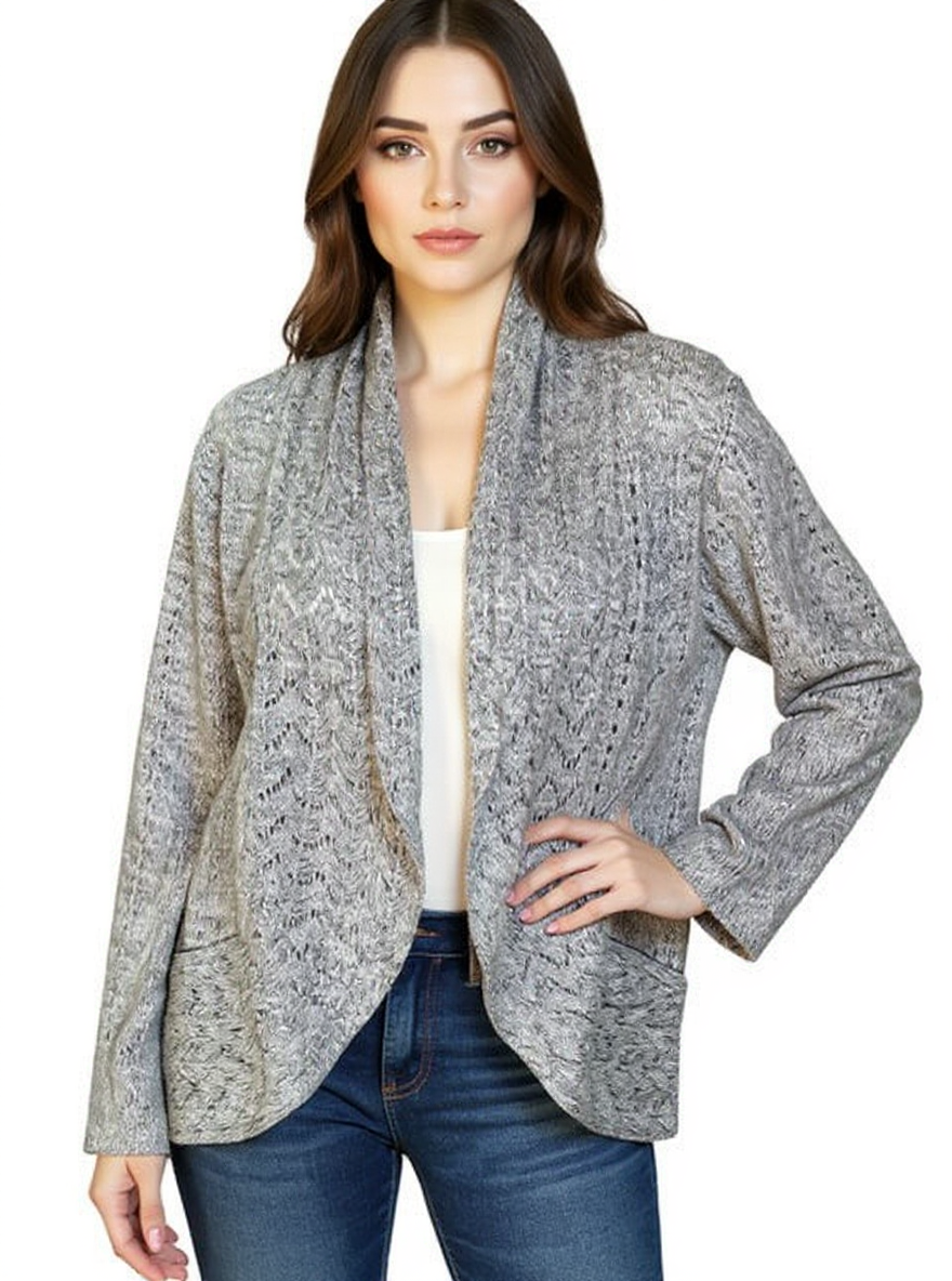 Karen Scott Taupe Heathered Pre-Owned Ladies Shrug - Size Large