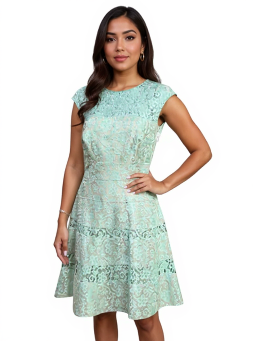 Kay Unger Aqua Lace Pre-Owned Ladies Dress - Size 10