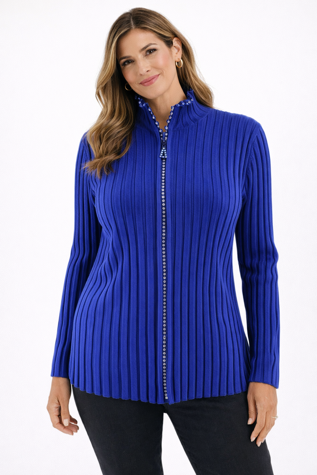 Belldini - Blue Rhinestone Pre-Owned Ladies Casual Top - Size XL