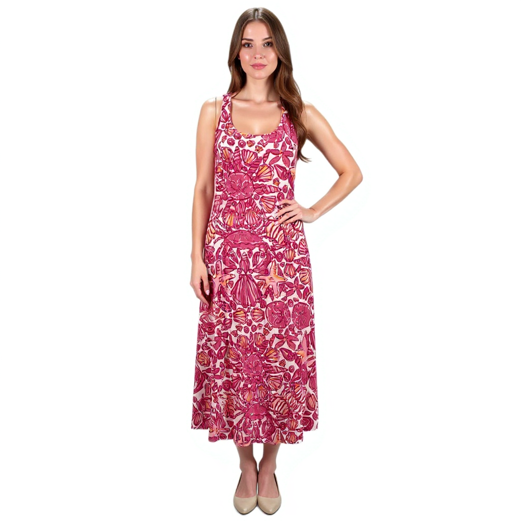 Lilly Pulitzer White/Pink Shell Ladies Pre-Owned Dress - Size Small