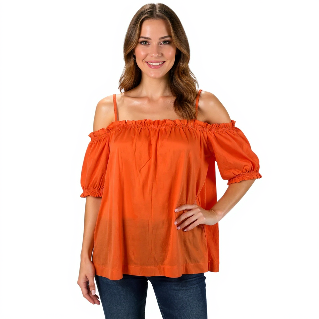 H&M Orange Solid Pre-Owned Ladies Top -  Size Large
