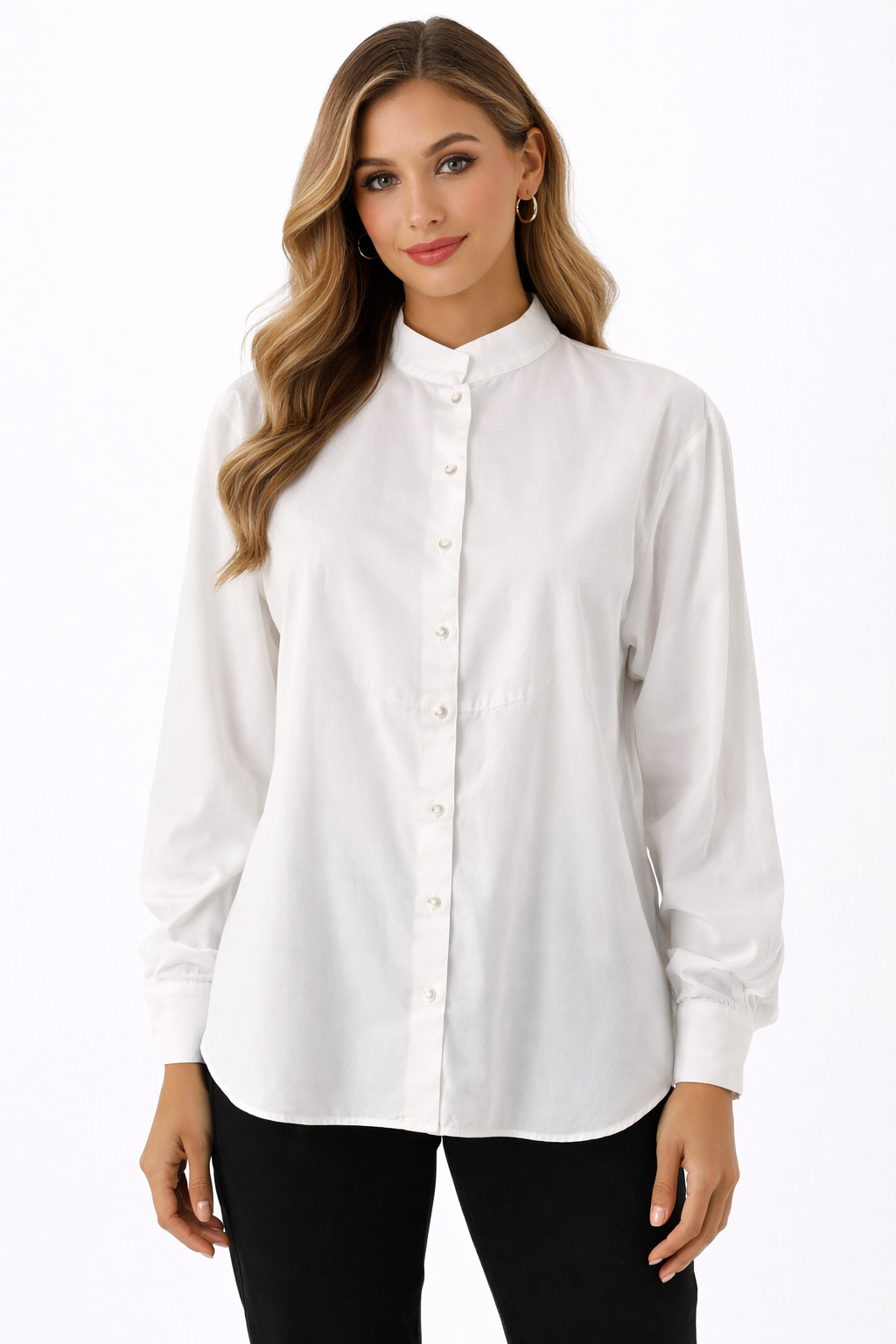 Liz Claiborne - White Solid Pre-Owned Ladies Casual Top - Size Large