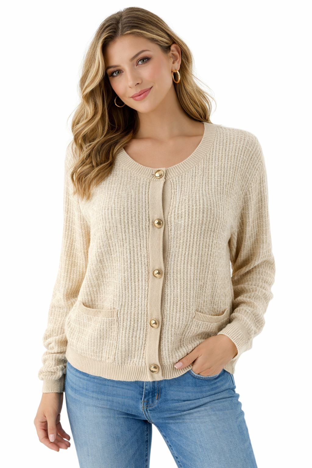 Ofeefan Ecru/White Square Pre-Owned Ladies Casual Top – Size M