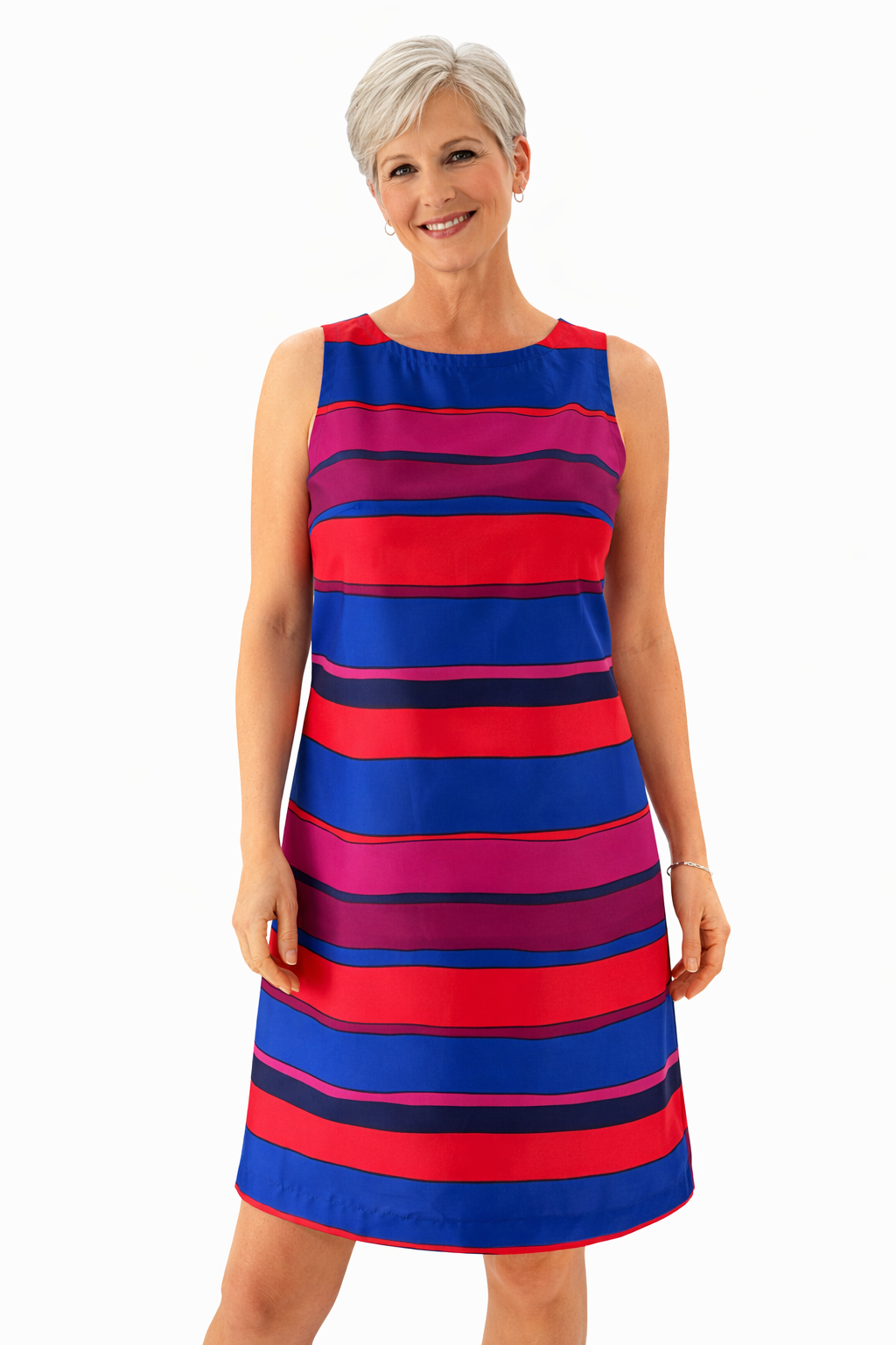 Talbots Blue/pink Stripe Pre-Owned Ladies Dress - Size 2 Petite