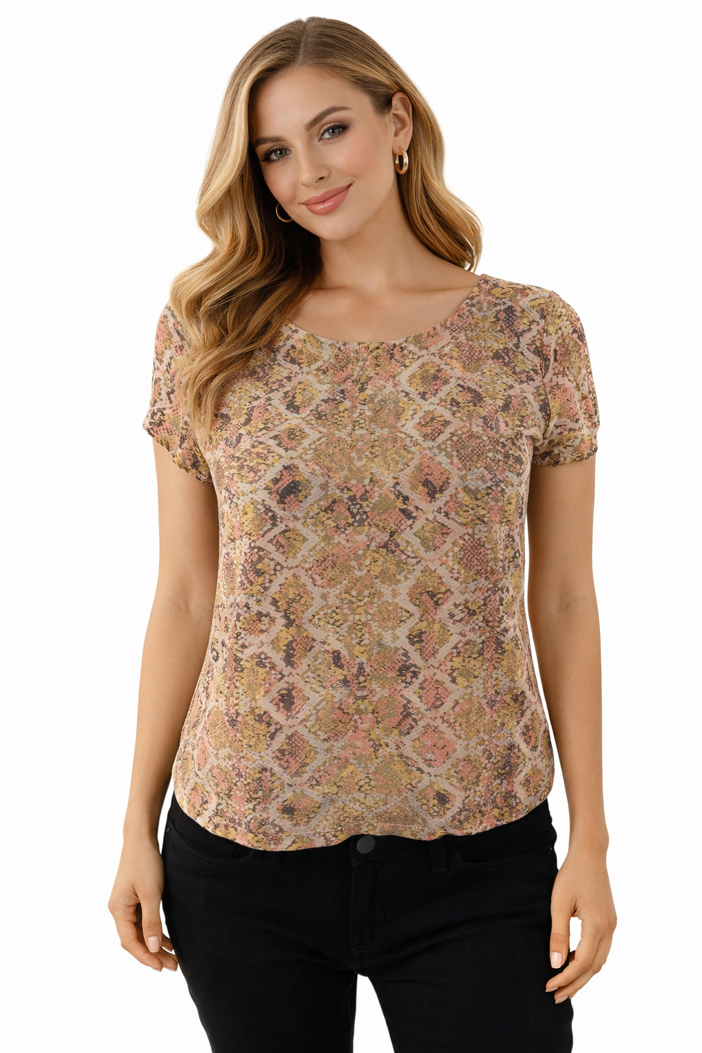 Fynn & Rose - Pink/Peach/Tan/Gray Pre-Owned Ladies Top - Size XS