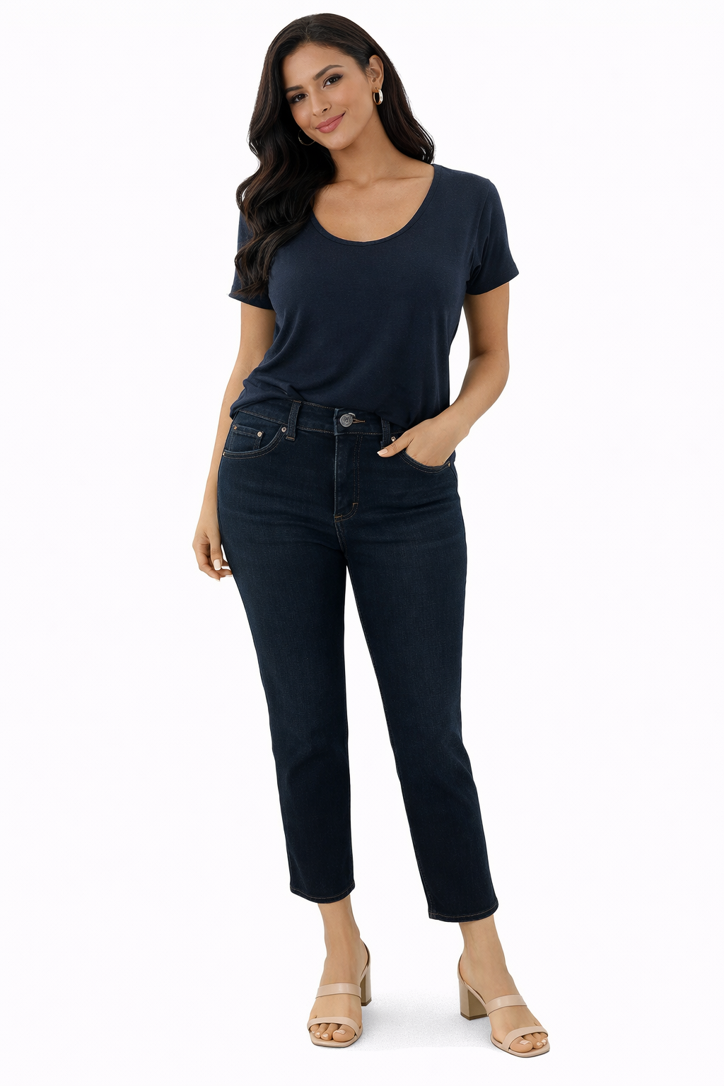 Lee - Dark Blue Solid Pre-Owned Ladies Jeans-Size 8 Short