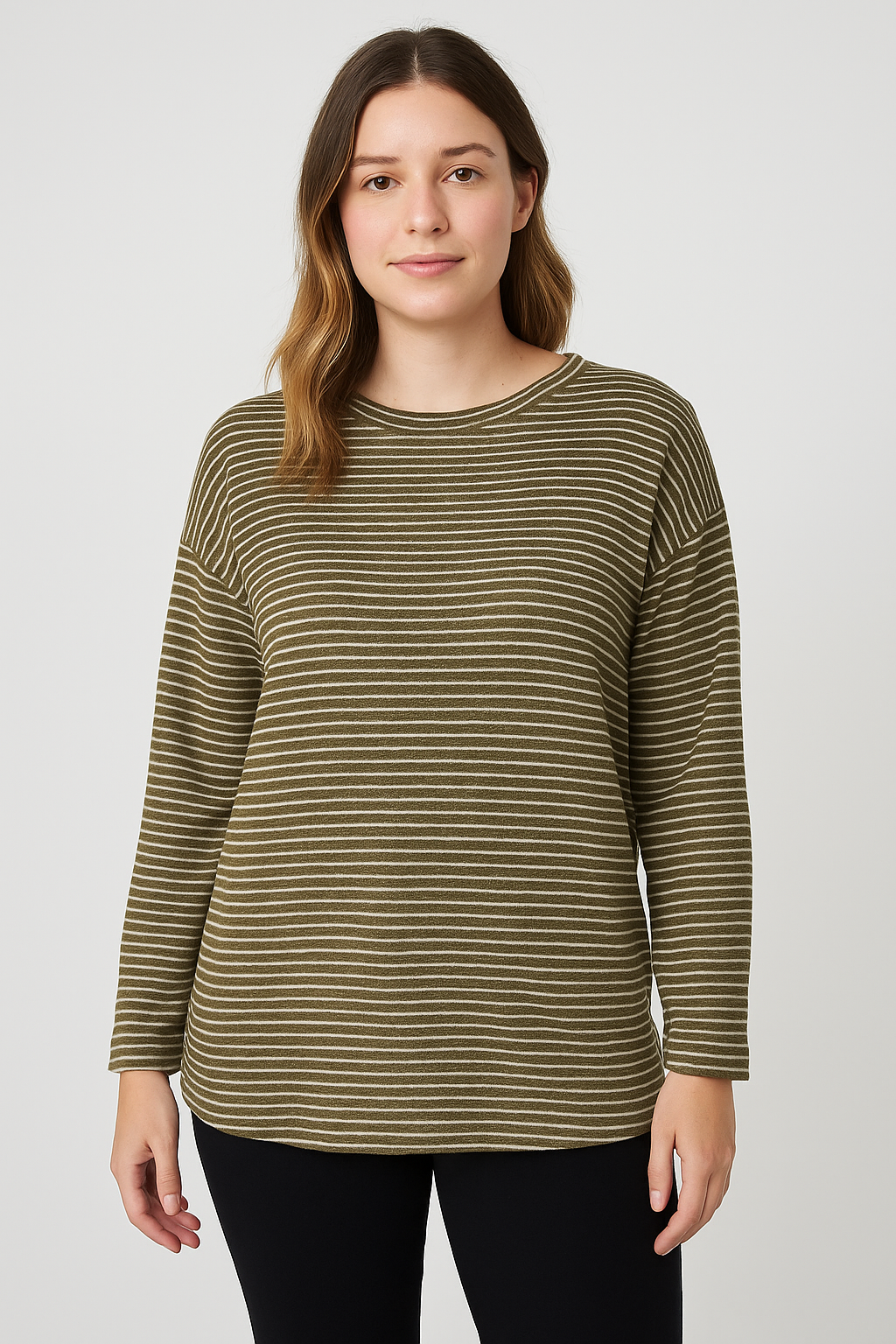Eight Eight Eight Olive Stripe Top - Size Small - Margaret’s Fine Consignment