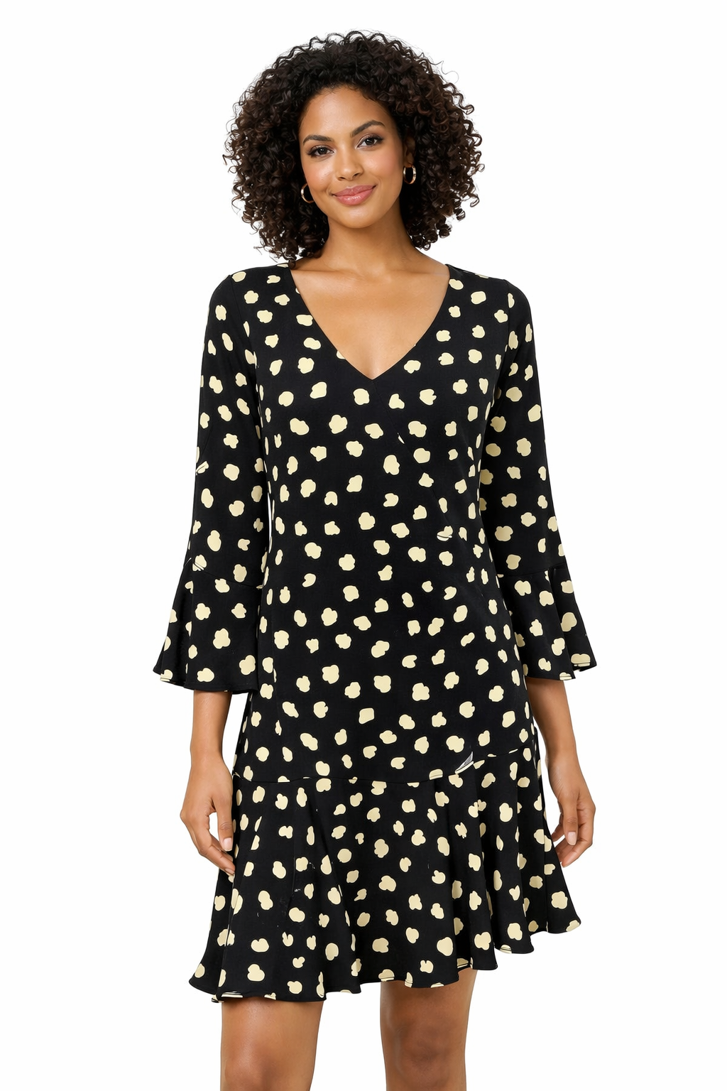 Julie Brown Black/Tan Print Pre-Owned Ladies Dress - Size 6