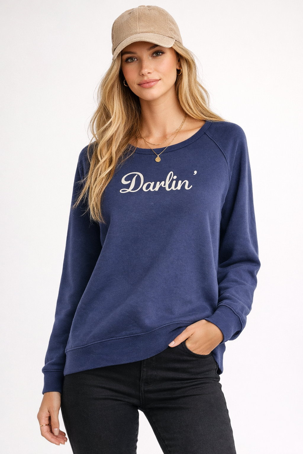 DRAPER JAMES - Navy Words Pre-Owned Ladies Casual Top - Size XL