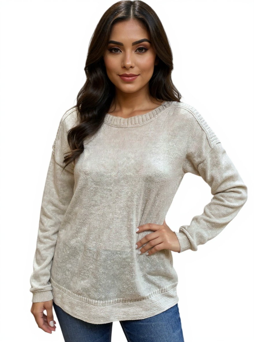 Old Navy Cream Solid Ladies Pre-Owned Sweater - Size Small