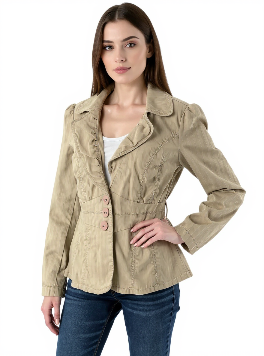 DKNY Jeans Khaki Solid Pre-Owned Ladies Jacket - Size Medium